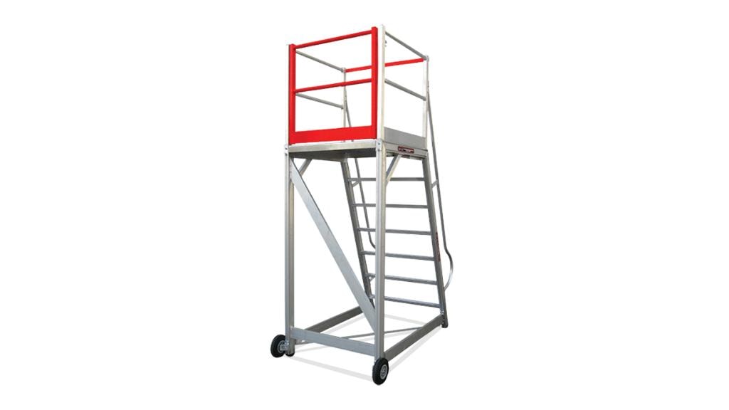 Heavy-duty industrial maintenance platform with guardrails